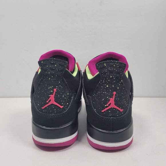 Air Jordan 4 Retro 30th GG Youth Black Pink Neon Sneakers 705344-027 US Size 6Y - Picture 6 of 10